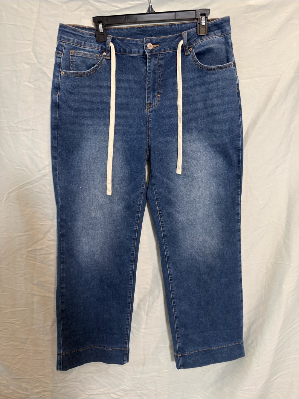 Cropped Drawstring Indigo Blue Women's Jeans